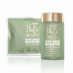 Halo Beauty Kiwi Seed Booster supplement bottle and packaging on a white background