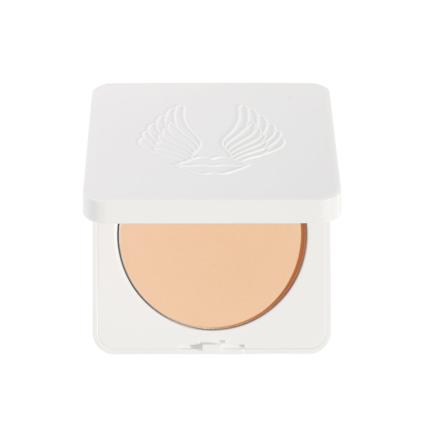 Compact powder in a white case on a white background
